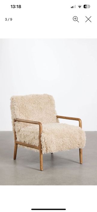 Fotel vintage drewno kauczukowe Sklum