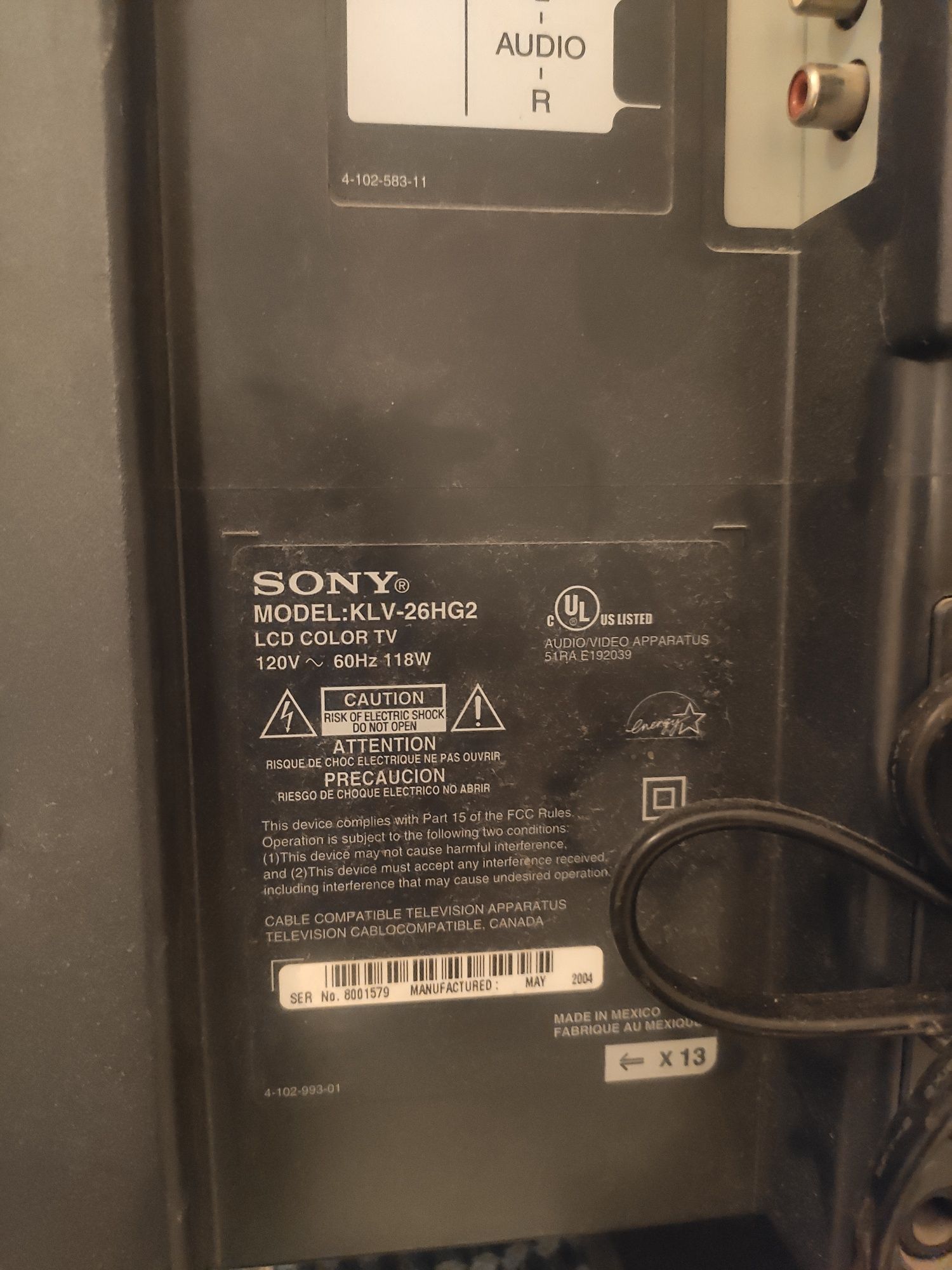 Sony KLV-26HG2 – 26-дюймовий