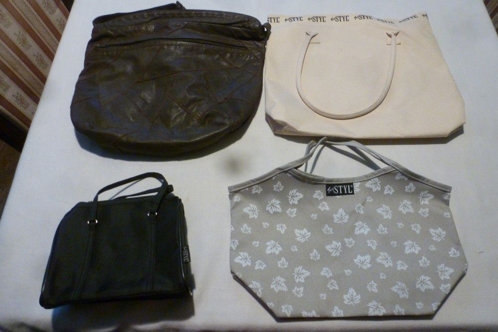 4 rożne torebki, , trzy nowe, jedna używana, skórzana. Cena za całość