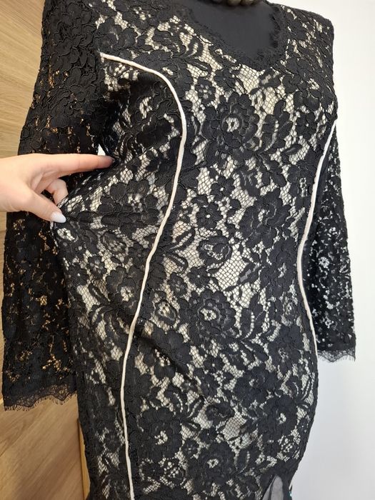 Długa koronkowa suknia na sylwestra studniówkę L