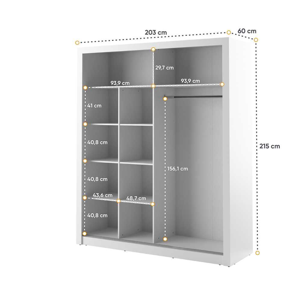 Szafa przesuwna z lustrem AR-08 biała 203cm