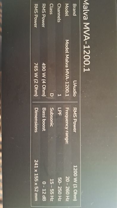 Комплект саб в коробі GAS MADB1-112 + усилитель UAUDIO Malva MVA-1200