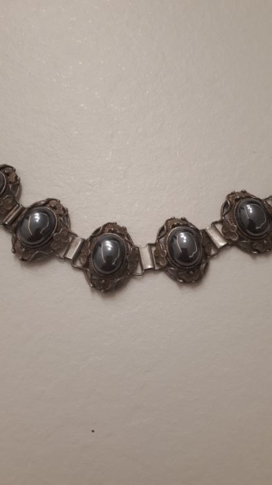 Bransoleta srebrna z hematytem