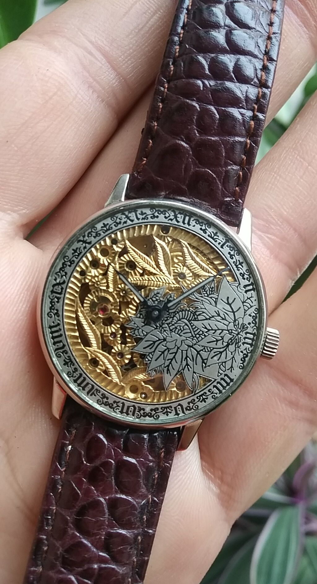 Часы наручные Марьяж Скелетон серебряный циферблат