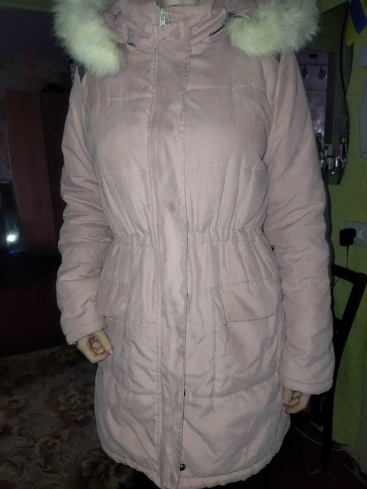 Парка женская розовая теплая