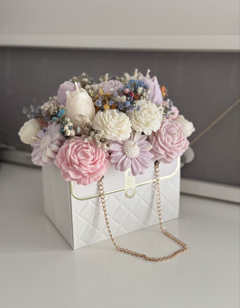 Flower box ze świec w torebce / Świece zapachowe