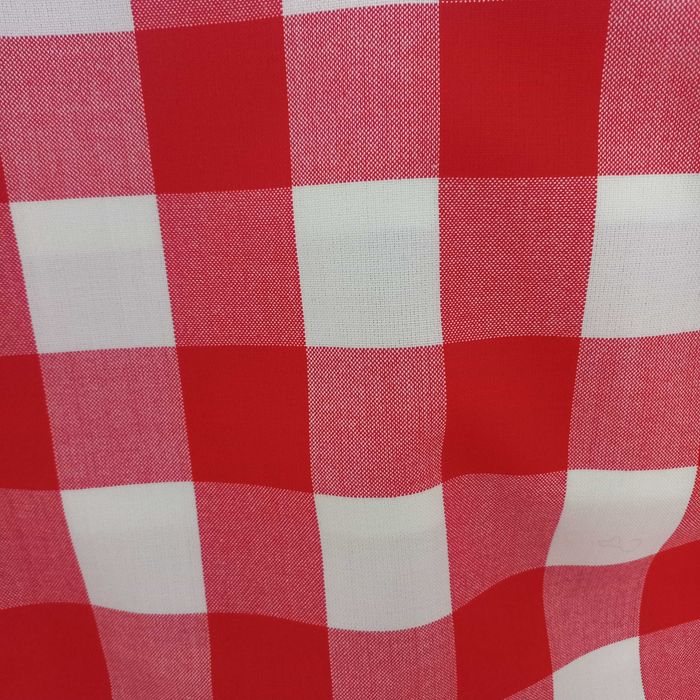 Materiał kratka biel i czerwień