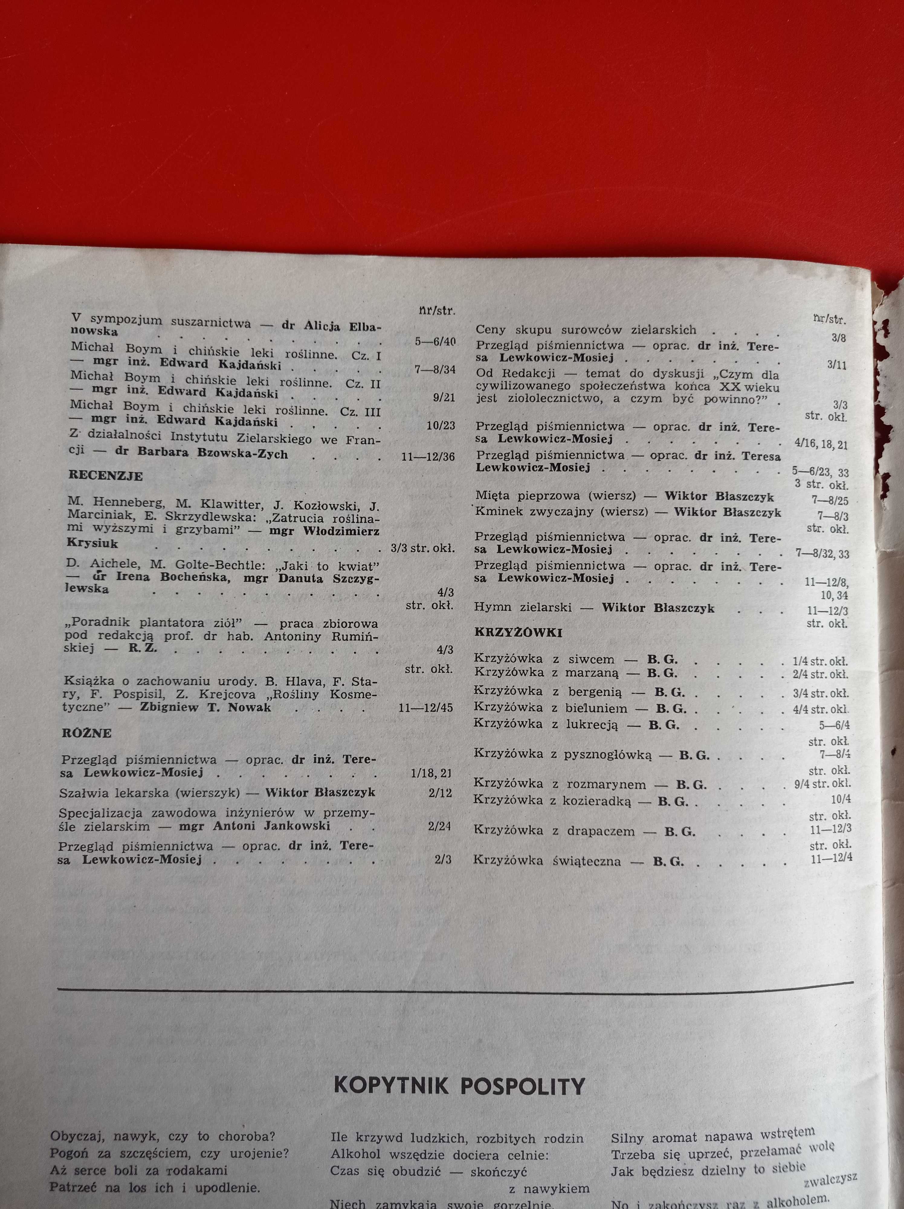 Wiadomości zielarskie nr 10/1985, październik 1985