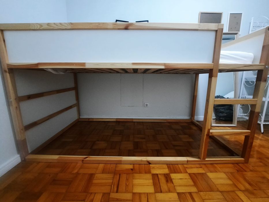 Cama + colchão reversível, branco/pinho, 90x200 cm + colchao +