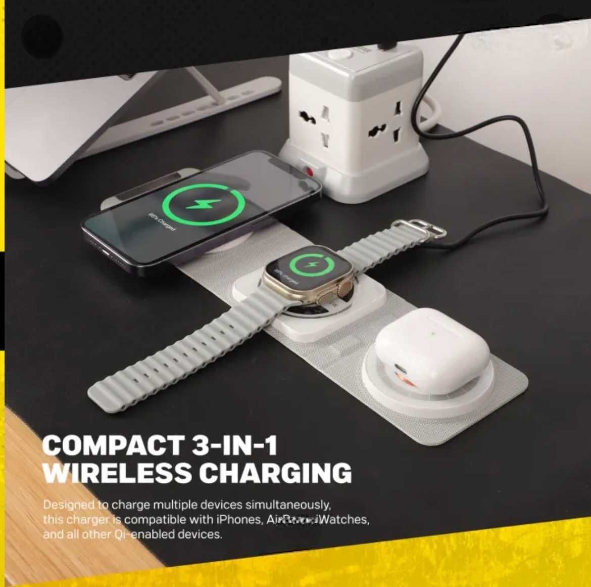 Бездротовий зарядний пристрій Travel MagSafe Charger 3 in 1 Apple Andr