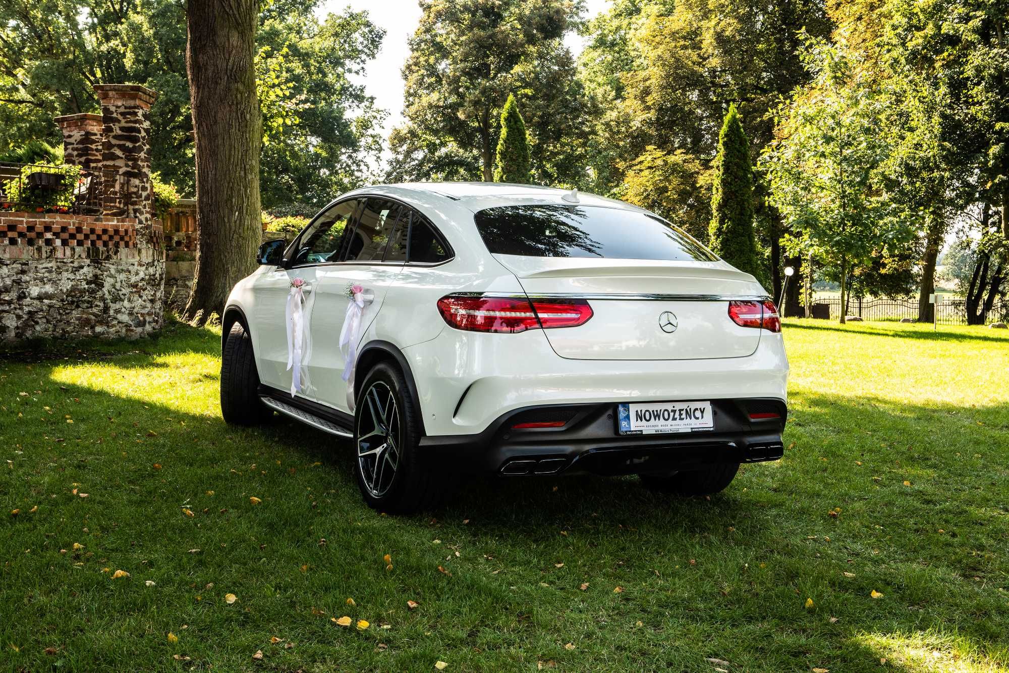 Mercedes GLE coupe biały piękne auto do ślubu