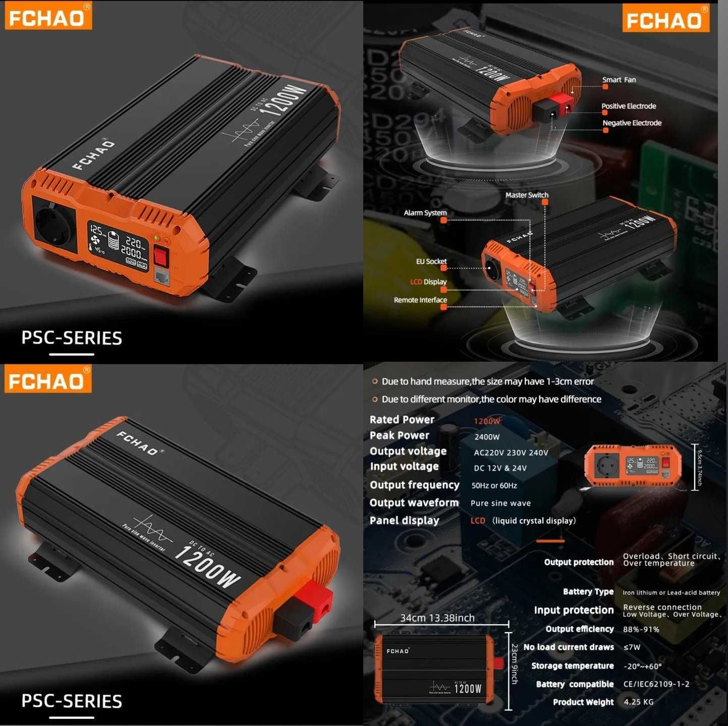 Инвертор 12-220 v  FCHAO 1500 W