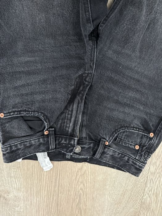 szerokie spodnie jeansy D96 D98 stradivarius czarne tiktok viral