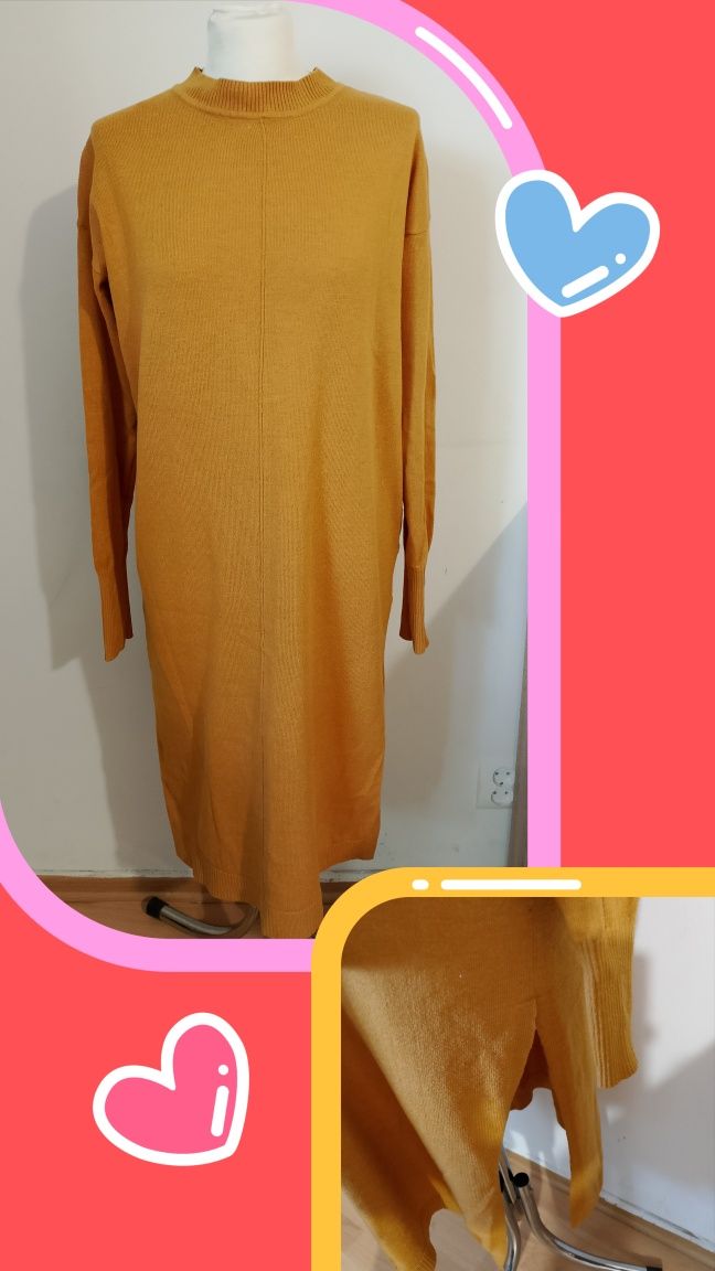 Sukienka sweterkowa musztardowa rozm uniwersalny S-XXL