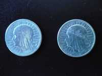 Srebrne 2 zł , II Rp ,2 monety z 1922 i 1923 " Głowa kobiety"