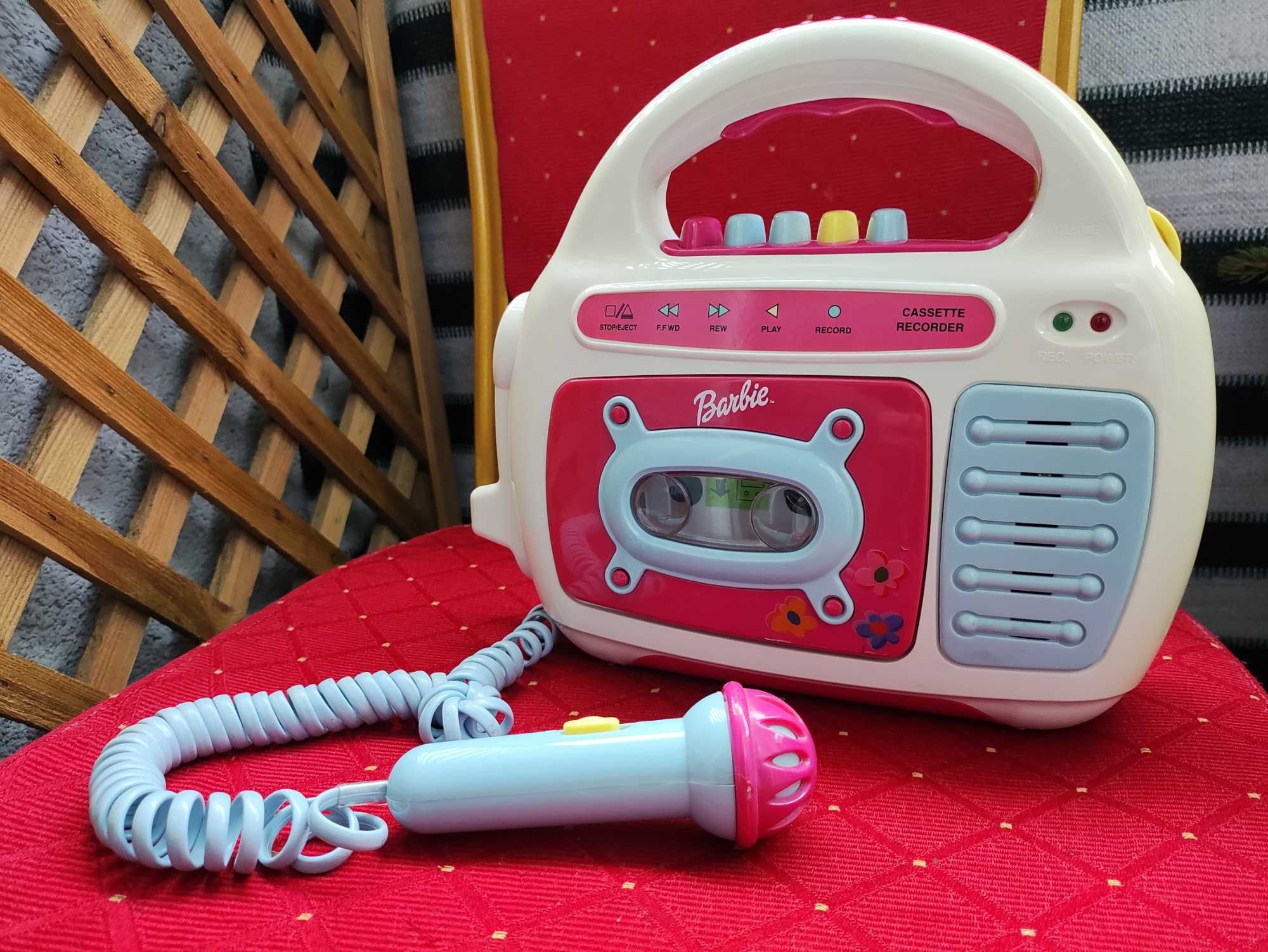 Magnetofon kasetowy Barbie karaoke na kasety magnetofonowe mikrofon