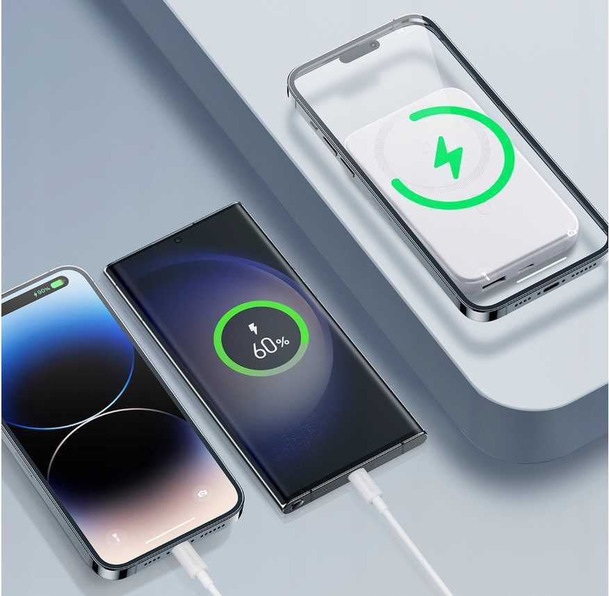 Szybki Powerbank 10000mAh Bezprzewodowy MagSafe + Kabel - (promocja)
