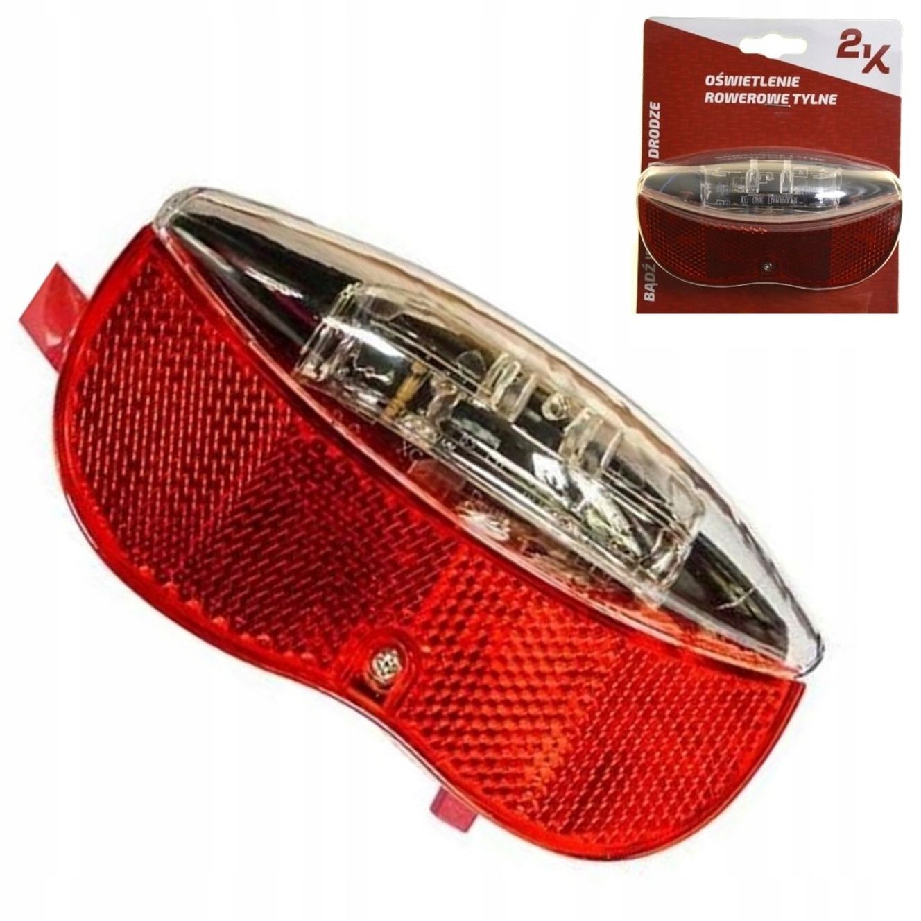 Lampka rowerowa 2 LED na bagażnik bateria tył odblask lampa 2 śruby