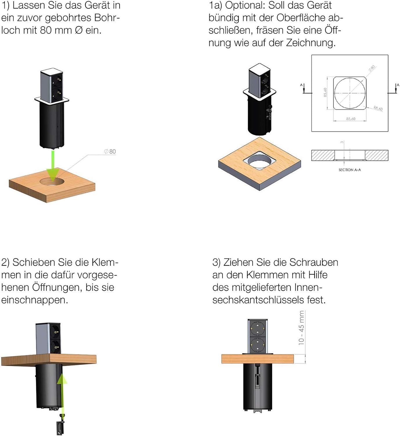 Gniazdo wtykowe do wbudowania (2 x porty USB / 1 x gniazdo z zestykiem
