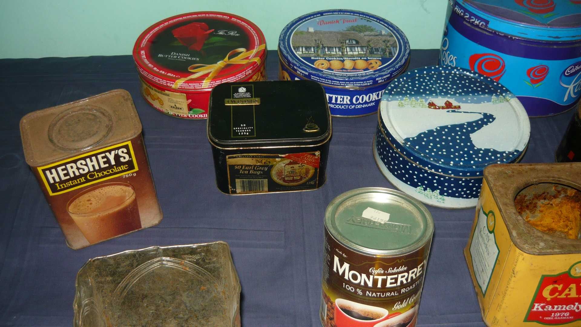 Pudełka metalowe zestaw po słodyczach herbacie stare pudełko