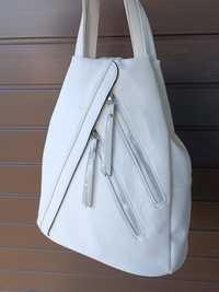 Biały plecak damski plecaki nowy miejski torebka 2w1 worek okazja