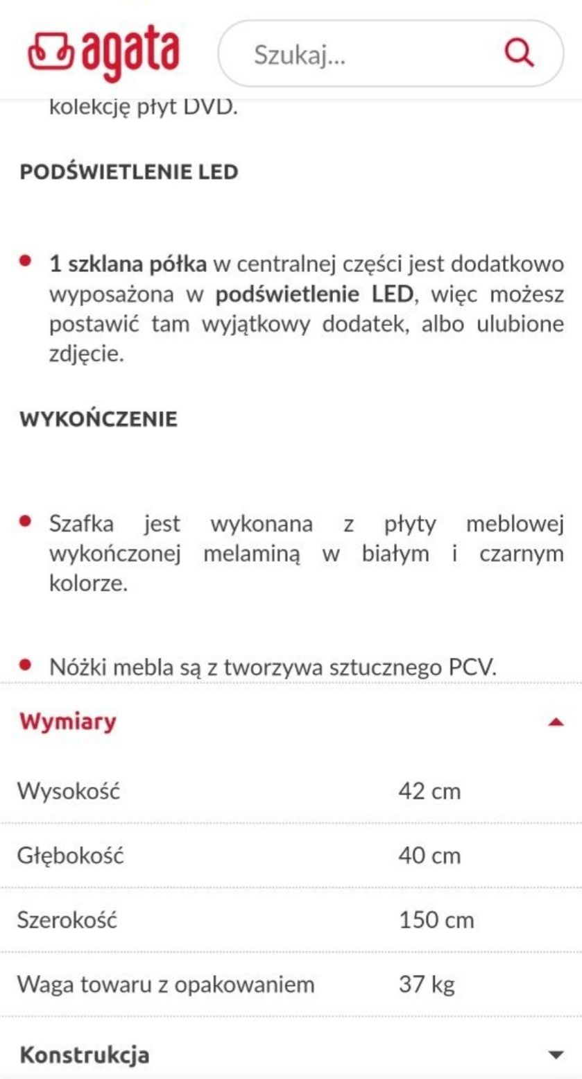 Podświetlana szafka rtv