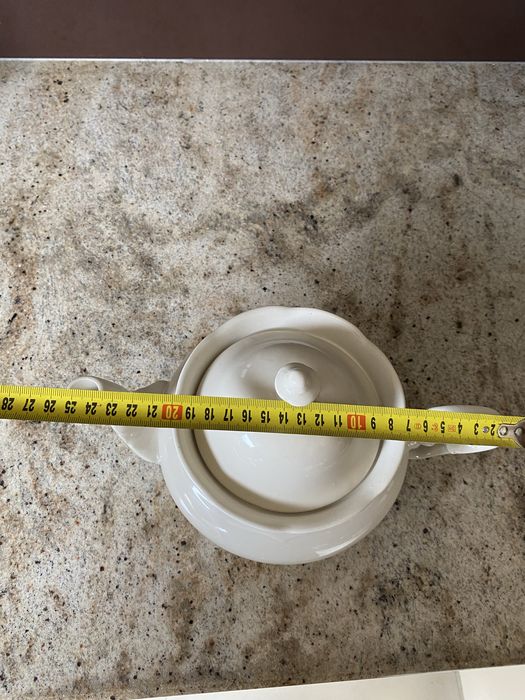 Imbryczek do herbaty, kremowa, stara porcelana