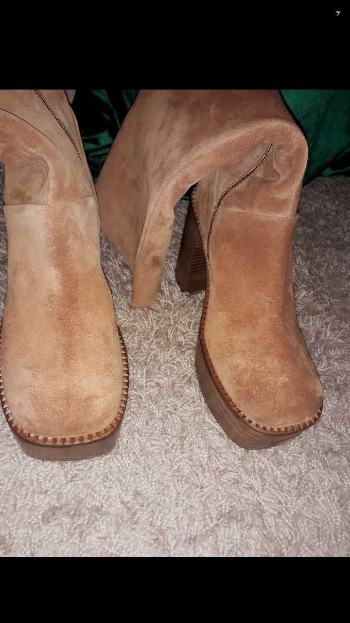 Kozaki skórzane Asos 39 tan suede.