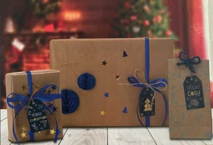 Zestaw do pakowania prezentów Święta 115 niebieski