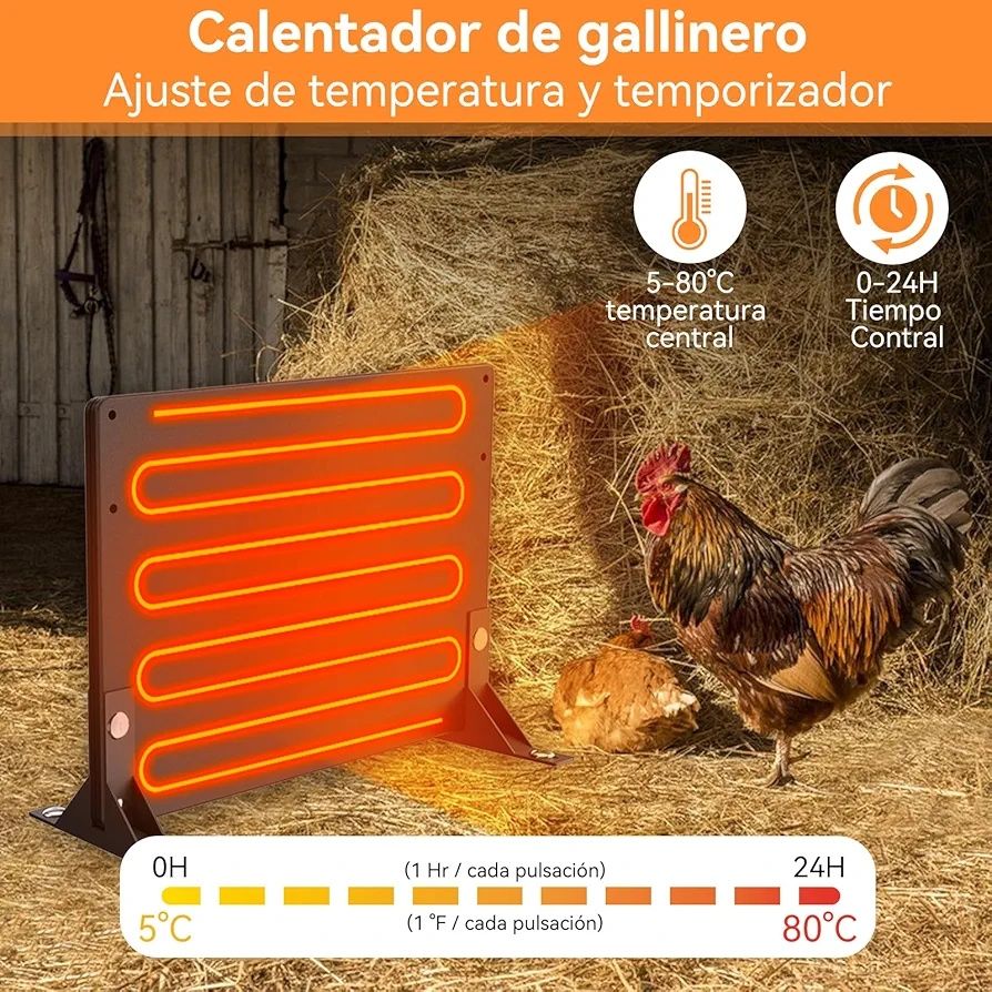 MQUPIN Aquecedor de galinheiro e criador de pintainhos 2-em 1, 120 w a