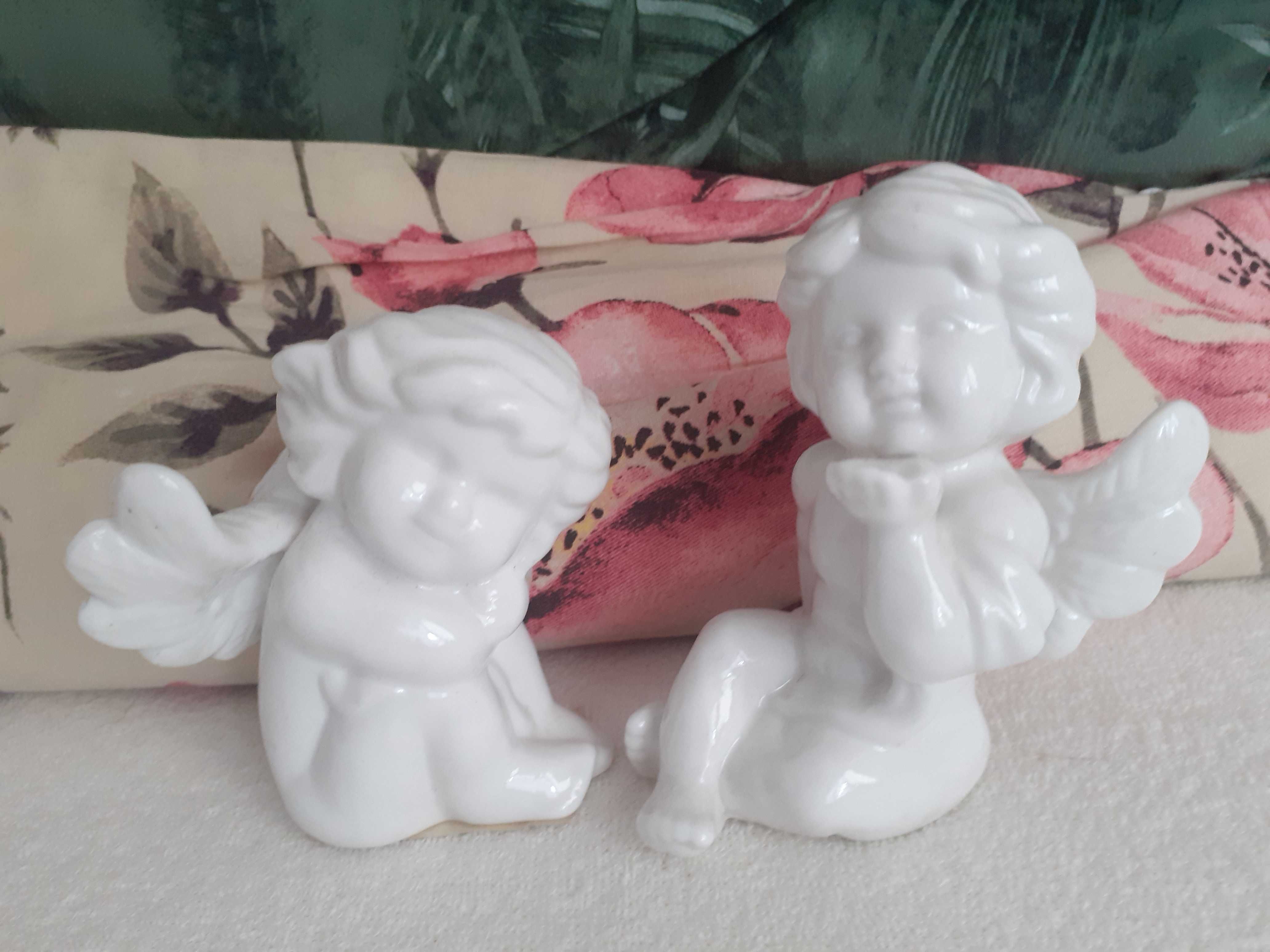 Aniołki ceramiczne komplet figurki