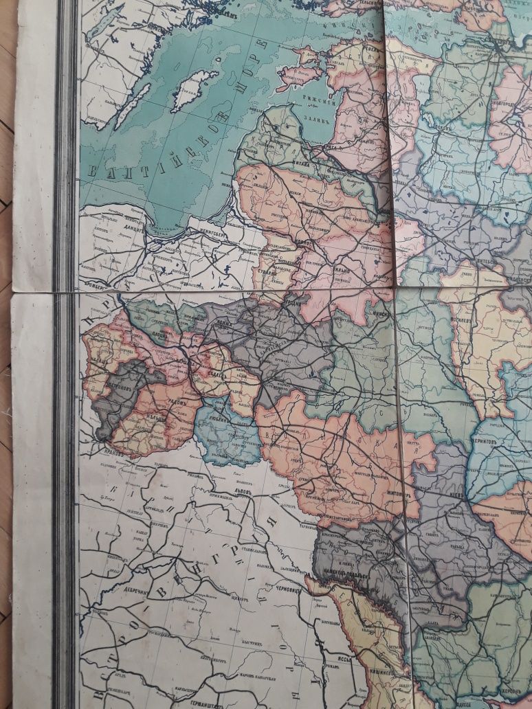 oryginaln Mapa z przełomu XIXw-XXw w europejskiej części Rosji a. ilin