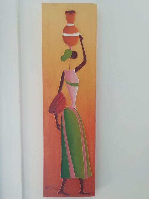 Conjunto de quadros Pintados à mão " Africanas"*