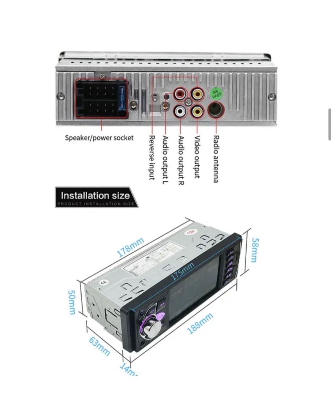 Radio auto 1din com bluetooth