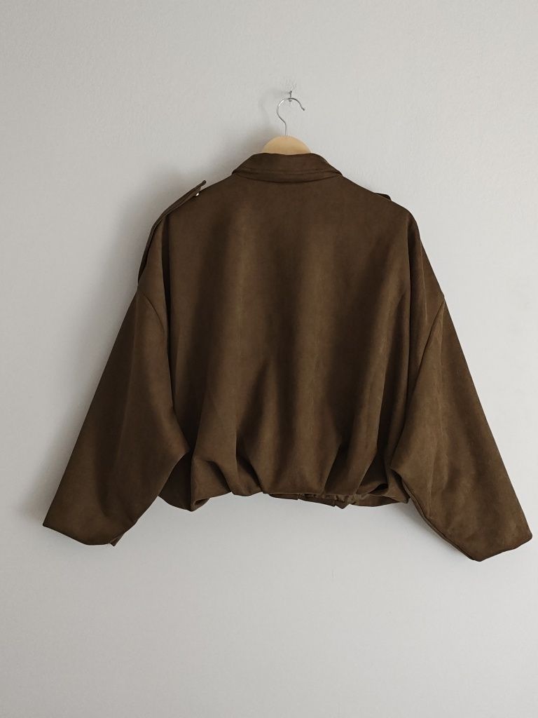 Zamszowa brązowa kurtka bomberka viral S 36 M 38 brown fall autumn