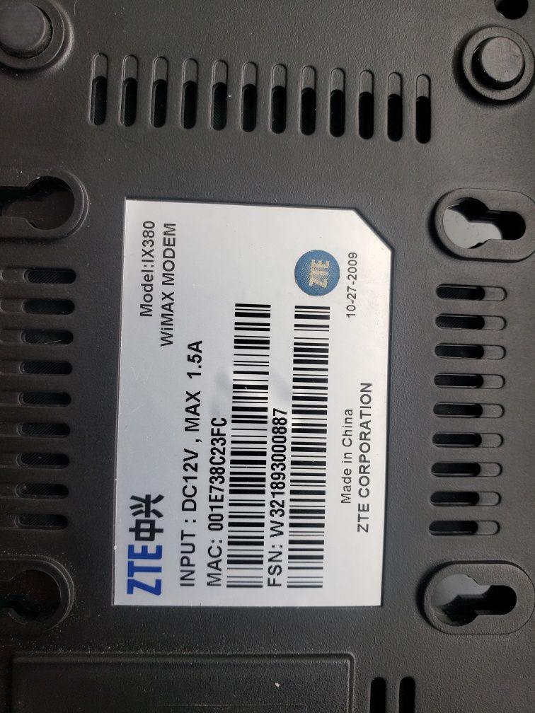 ZTE IX 380 wimax modem