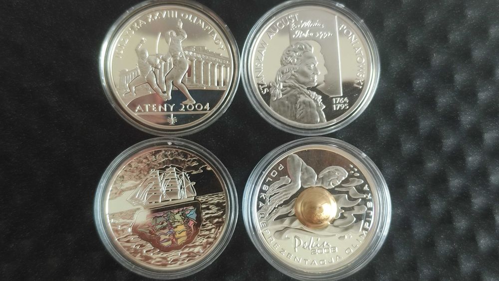 Monety srebrne 4 sztuk 10 zł Polska ładne menniczy srebro ag