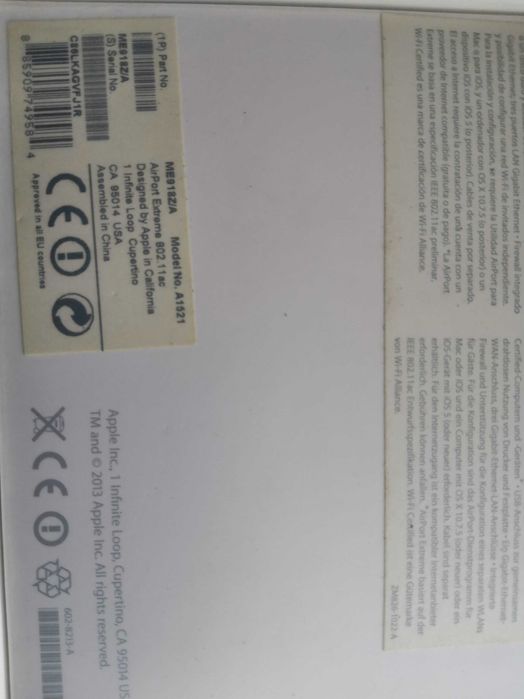 router airport Extreme  A1521 Apple