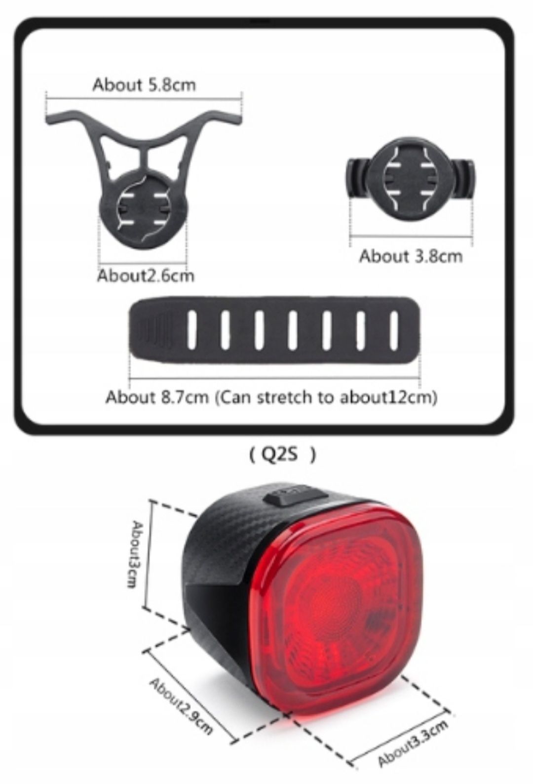 ANTUSI Q2S - lampka rowerowa tylna, USB-C, stop