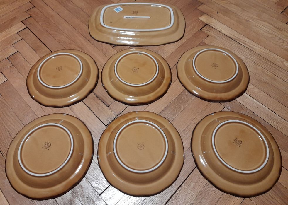 Talerze głębokie 6szt Porcelit Pruszków i duży półmisek-PRL