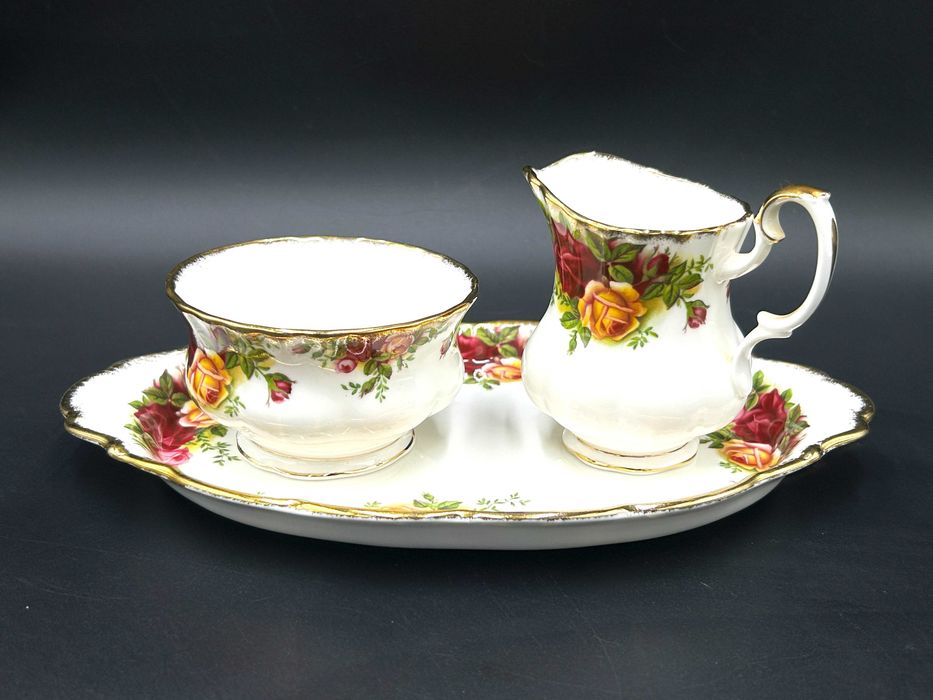 Royal Albert Old Country Roses:talerz na słodycze,mlecznik,cukiernica