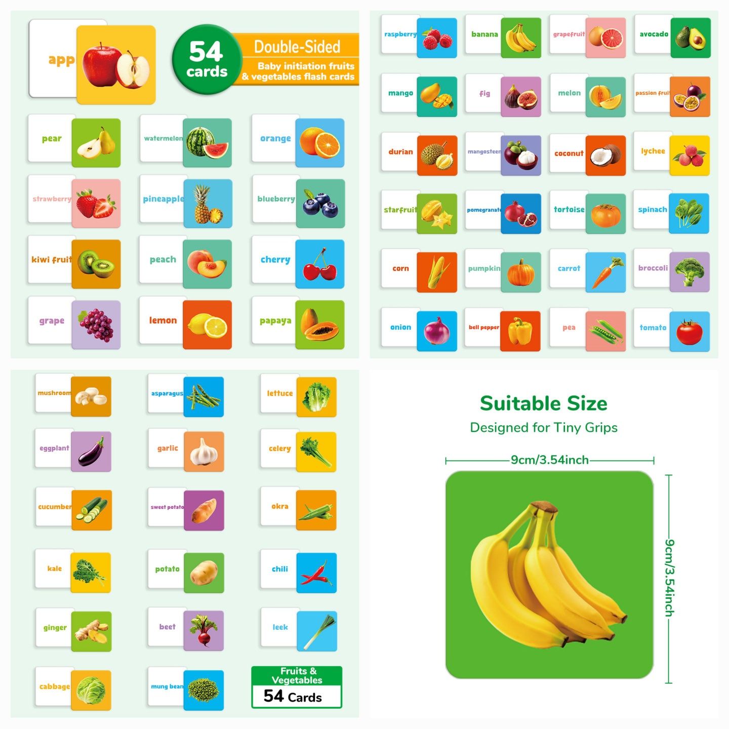 Fruits & Vegetables Flash Cards karty obrazkowe fiszki po angielsku