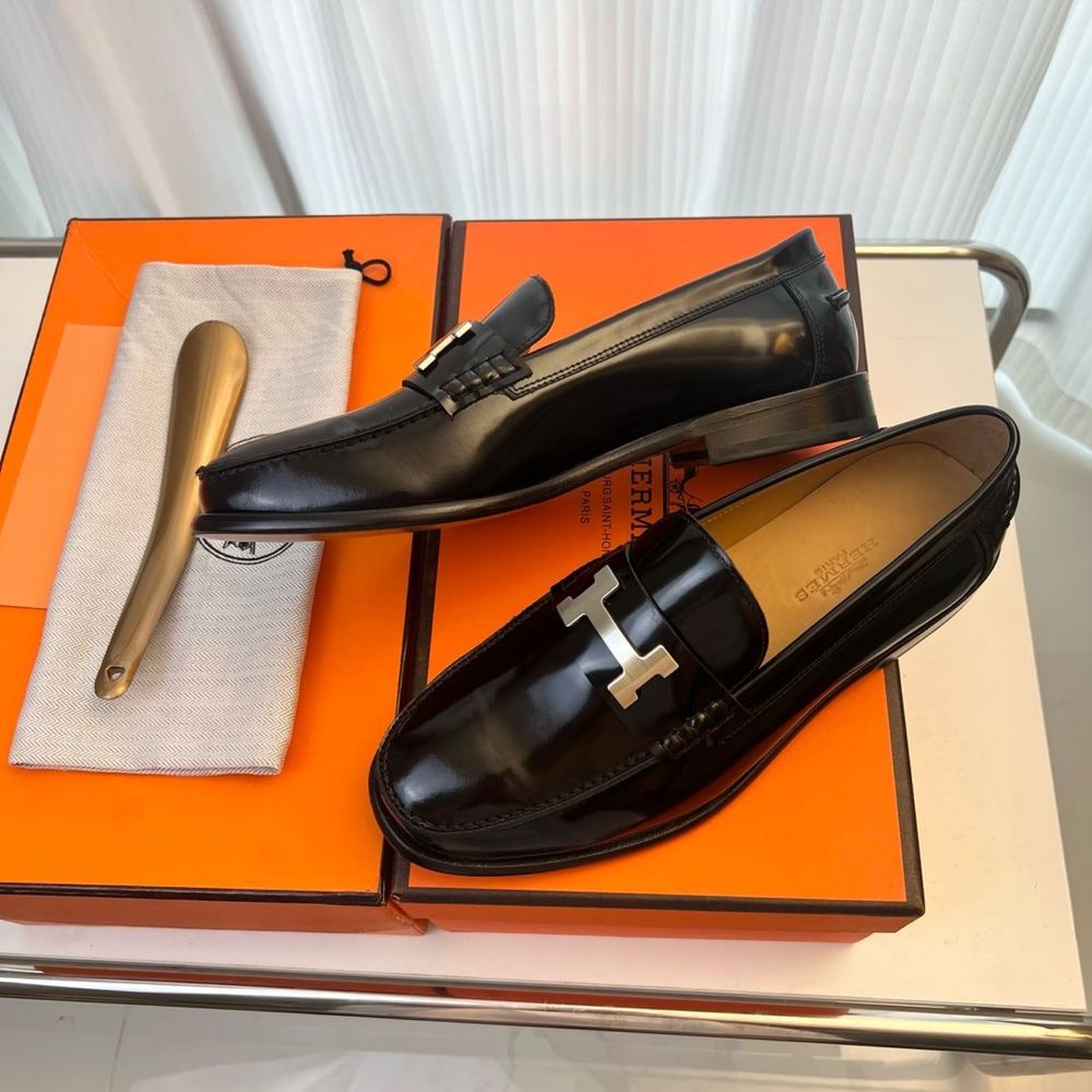 Hermes Sapatos Novos Homem Pele Preto
