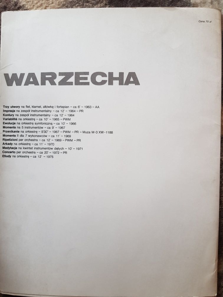 Nuty Piotr Warzecha Repetizioni per Orchestra partytura PWM 1977