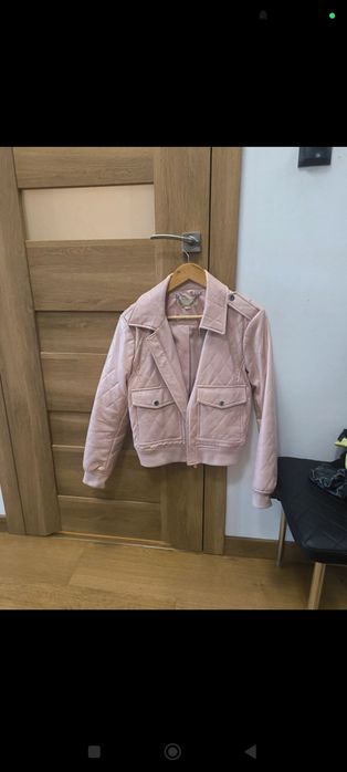 Kurtka pikowana skórzana pudrowy róż Michael Kors