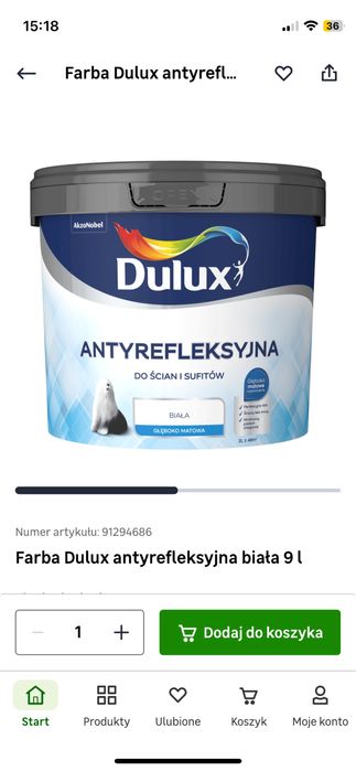 Farba Dulux antyrefleksyjna biała dla scian i sufitów