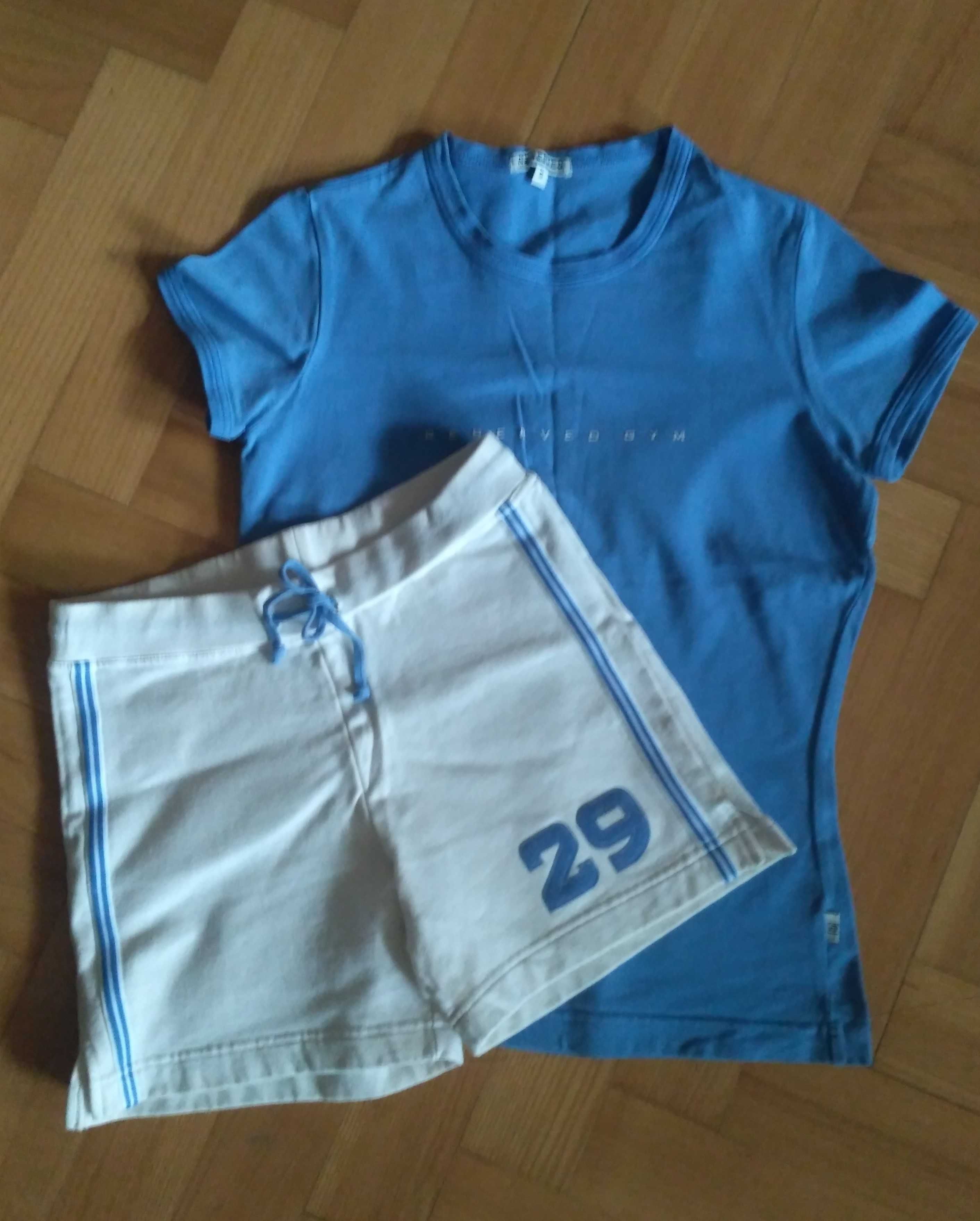 T-shirt i spodenki, Reserved, komplet niebiesko-biały, roz. S