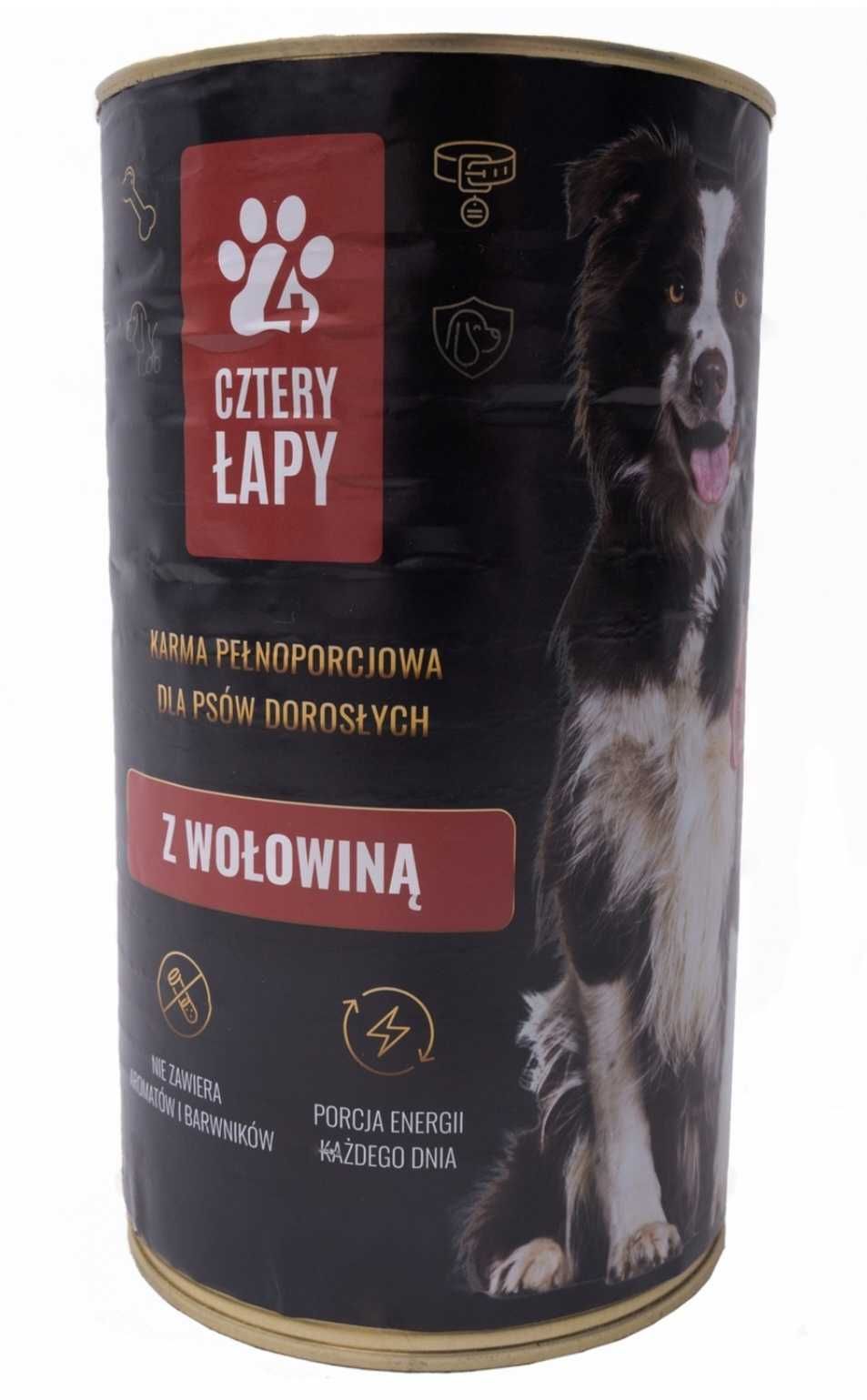 Mokra Karma Cztery Łapy PIES z wołowiną puszka 6x1250 g