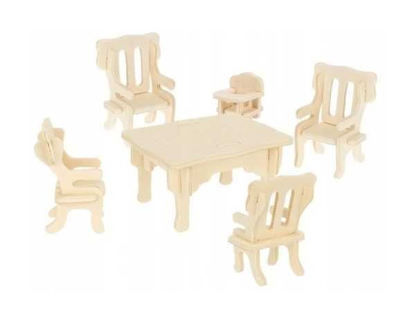 Drewniane meble dla lalek, do domku, domek montessori, zestaw, prezent
