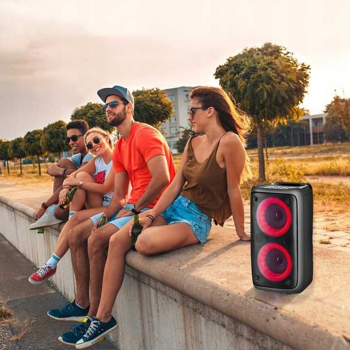 NOWY Głośnik Bluetooth Boombox Mobilny USB LED Bezprzewodowy Przenośny